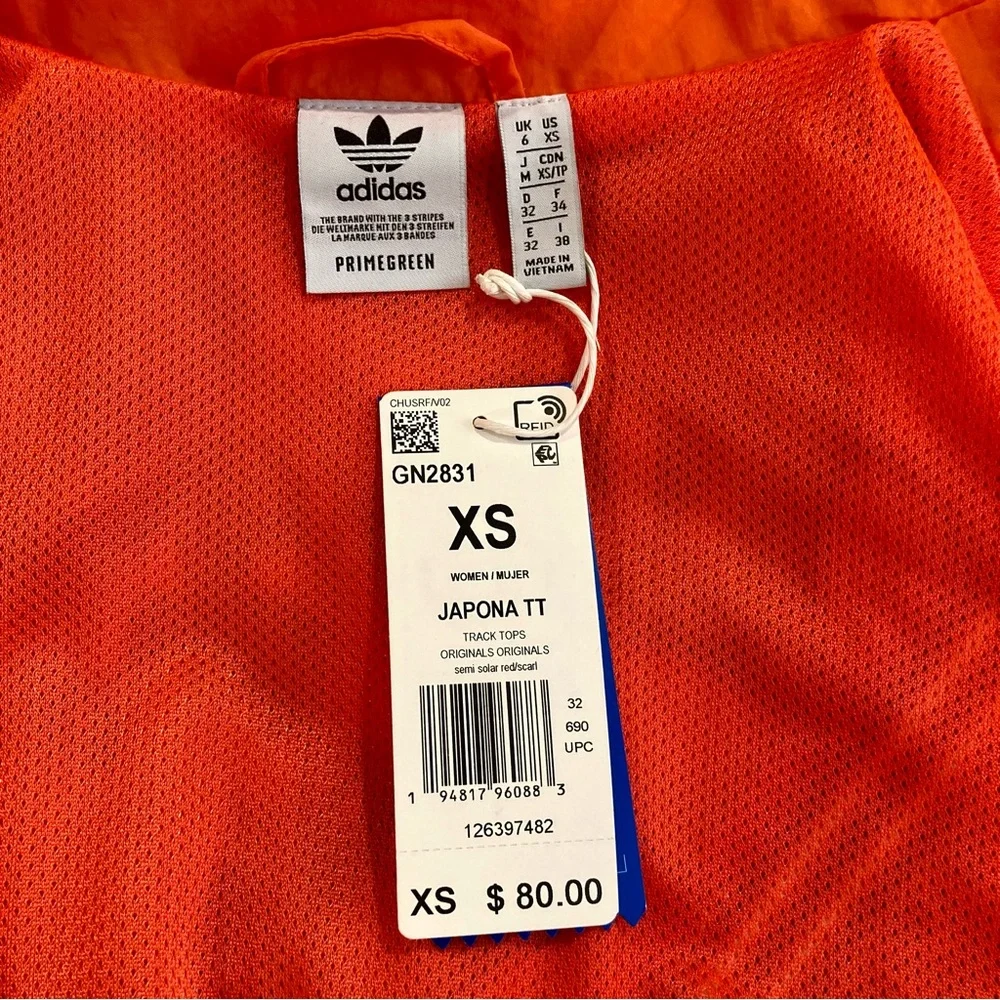 Adidas XS Japona TT Red and Orange Track Jacket Windbreaker Primegreen - Picture 12 of 16